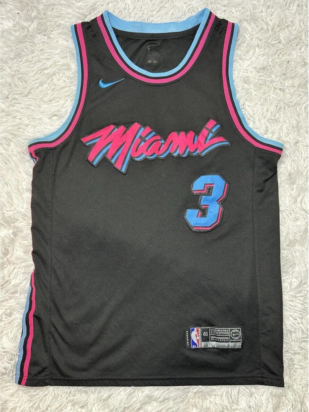 Nike NBA Miami Heat Dwyane Wade Vice Nights City Edition Jersey Black Size 48 L